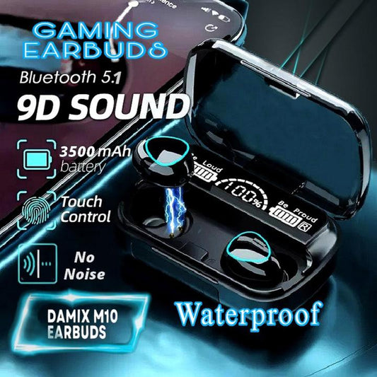 "M10 Wireless Earbuds – 9D Sound, 3500mAh Case, Built-in Mic"