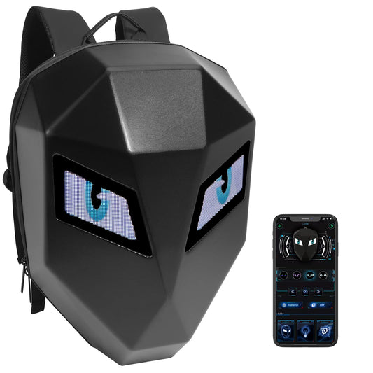 "GlowGear LED Backpack – Biker Helmet + Laptop Bag in One"