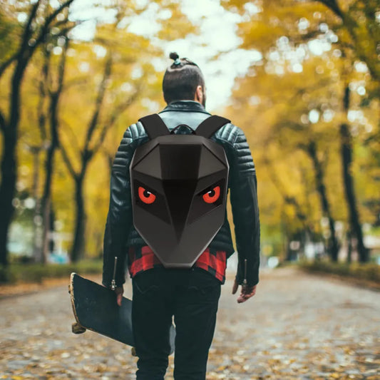 "GlowGear LED Backpack – Biker Helmet + Laptop Bag in One"