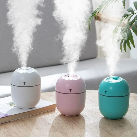 Mini USB Air Humidifier – Dual Nozzle Diffuser with LED Light (Portable & Silent)